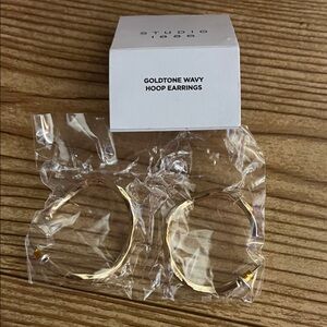 Goldtone Wavy Hoop Earrings